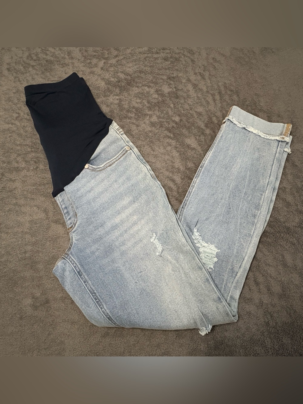 Parker Light Wash Maternity Jeans with Black Stretch Panel